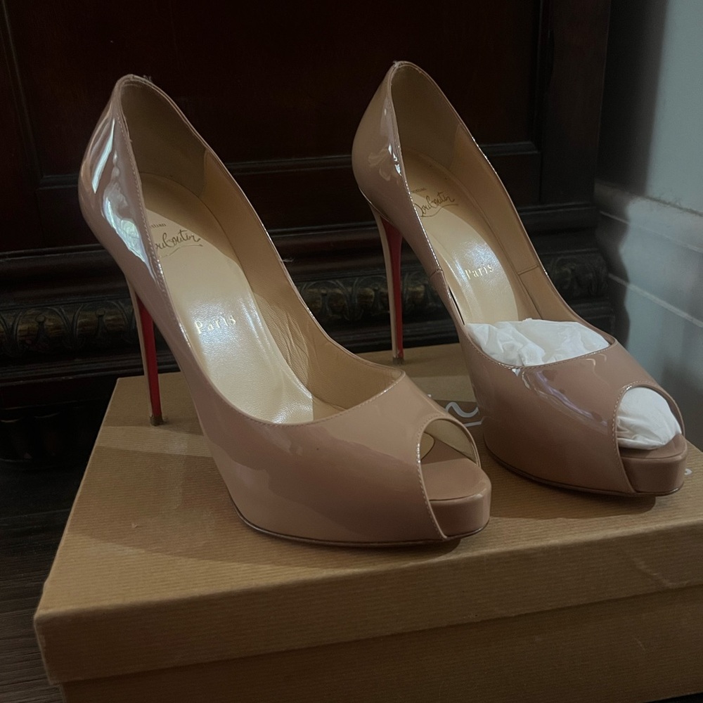 Christian Louboutin Nude Peep Toe Heels